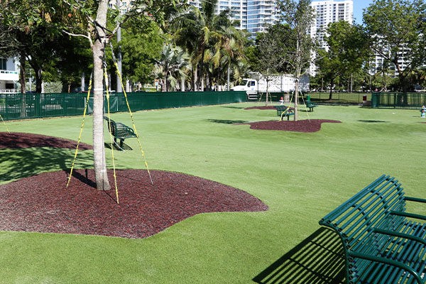 artificial grass and pet turf in public dog park easygrass