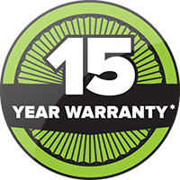 synthetic grass 15 year warranty badge in easygrass miami